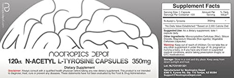 Nootropics Depot N-Acetyl L-Tyrosine 350Mg. 120 Capsulas