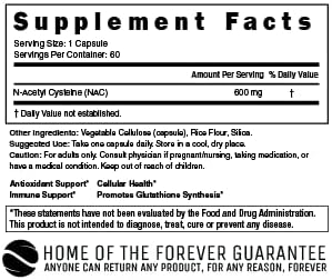 Nature's Fusions NAC N-Acetyl Cysteine 600Mg. 60 Capsulas