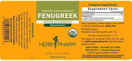 Herb Pharm Certified Organic Fenugreek Liquid Extract 120Ml.