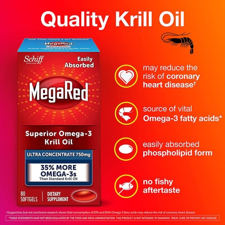 MegaRed Ultra Concentrate Omega 3 Antarctic Krill Oil 750Mg. 80 Capsulas Blandas