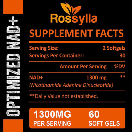 Rossylla 1300Mg. Liposomal NAD+ Supplement 60 Capsulas Blandas
