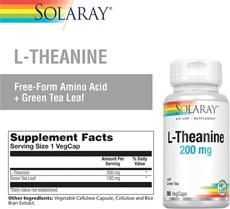 Solaray L-Theanine 200Mg. With Green Tea 90 Capsulas