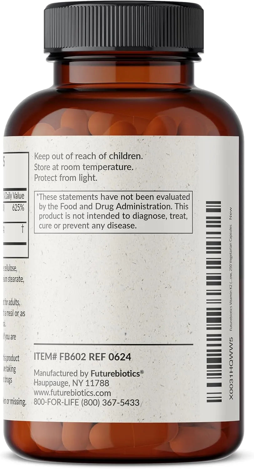 FUTUREBIOTICS - Futurebiotics Vitamin K2 MK7 with D3 250 Capsulas - The Red Vitamin MX - Suplementos Alimenticios - {{ shop.shopifyCountryName }}