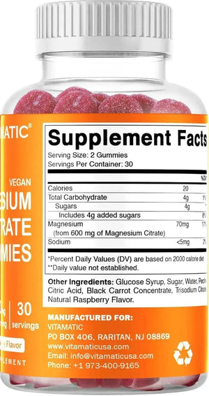 VITAMATIC - Vitamatic Magnesium Citrate Gummies 600Mg. 60 Gomitas 2 Pack - The Red Vitamin MX - Suplementos Alimenticios - {{ shop.shopifyCountryName }}