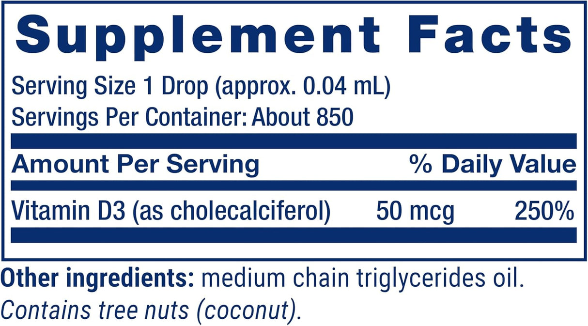 Life Extension Liquid Vitamin D3 50mcg 1 Fl.Oz.