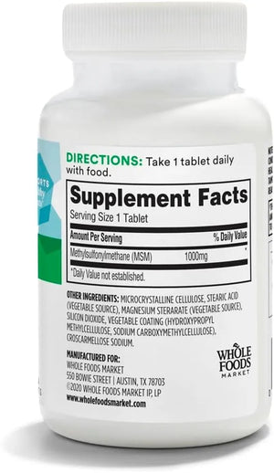 365 - 365 by Whole Foods Market MSM 1000Mg. 90 Tabletas - The Red Vitamin MX - Suplementos Alimenticios - {{ shop.shopifyCountryName }}
