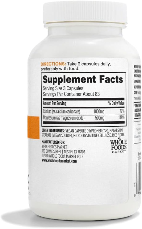 365 by Whole Foods Market Calcium 1000Mg. 250 Capsulas