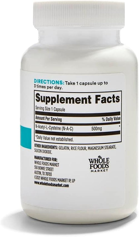 365 by Whole Foods Market N-Acetyl L-Cysteine 500Mg. 100 Capsulas