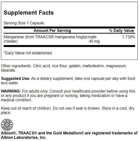 SWANSON - Swanson Albion Chelated Manganese 40Mg. 180 Capsulas 2 Pack - The Red Vitamin MX - Suplementos Alimenticios - {{ shop.shopifyCountryName }}