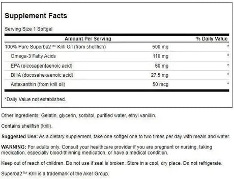 SWANSON - Swanson 100% Pure Krill Oil 500Mg. 60 Capsulas Blandas - The Red Vitamin MX - Suplementos Alimenticios - {{ shop.shopifyCountryName }}