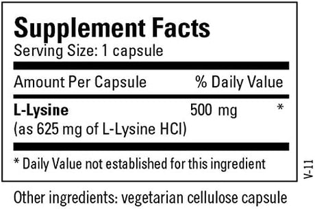 Metabolic Maintenance L-Lysine - Pure 500Mg. 100 Capsulas