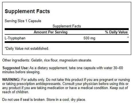 Swanson L-Tryptophan 500Mg. 60 Capsulas