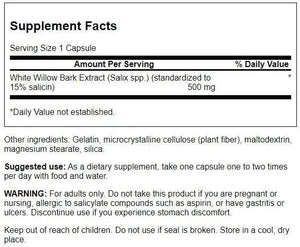 SWANSON - Swanson White Willow Bark Extract 500Mg. 120 Capsulas - The Red Vitamin MX - Suplementos Alimenticios - {{ shop.shopifyCountryName }}