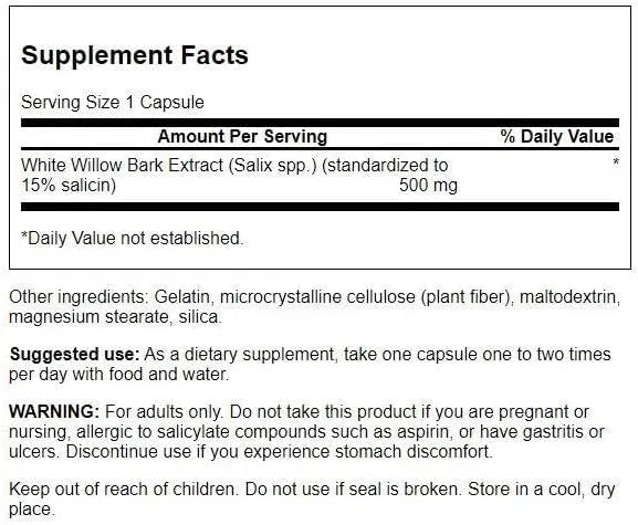 SWANSON - Swanson White Willow Bark Extract 500Mg. 120 Capsulas 2 Pack - The Red Vitamin MX - Suplementos Alimenticios - {{ shop.shopifyCountryName }}