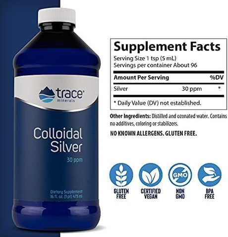 Trace Minerals Colloidal Silver Liquid 30 PPM 473Ml.