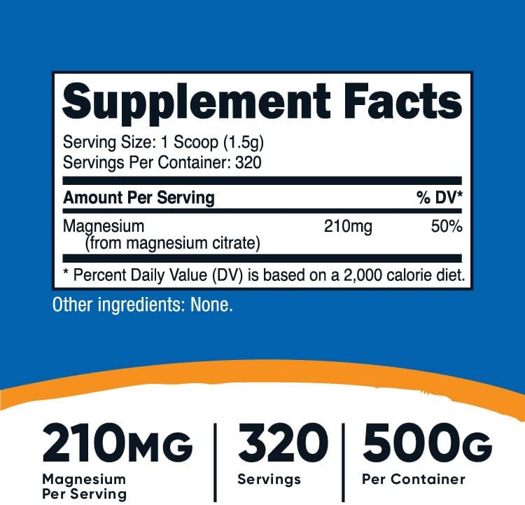 Nutricost Magnesium Citrate Powder 500Gr.