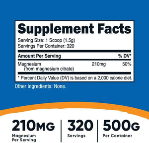 Nutricost Magnesium Citrate Powder 500Gr.