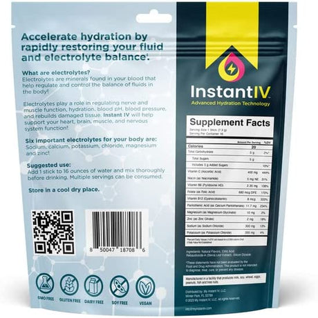 Instant IV Electrolytes Powder Drink Mix Strawberry Banana 16 Paquetes