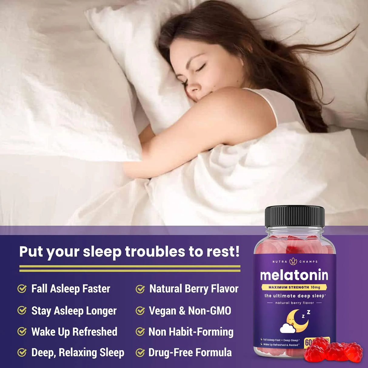 NUTRACHAMPS - NutraChamps Melatonin Gummies 10Mg. 60 Gomitas 2 Pack - The Red Vitamin MX - Suplementos Alimenticios - {{ shop.shopifyCountryName }}