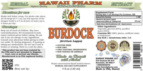 Hawaii Pharm Burdock Alcohol-Free Liquid Extract 4 Fl.Oz.