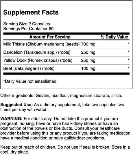 SWANSON - Swanson Milk Thistle, Dandelion & Yellow Dock 120 Capsulas - The Red Vitamin MX - Suplementos Alimenticios - {{ shop.shopifyCountryName }}