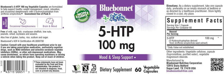 Bluebonnet Nutrition 5-HTP Hydroxytrypophan 100Mg.