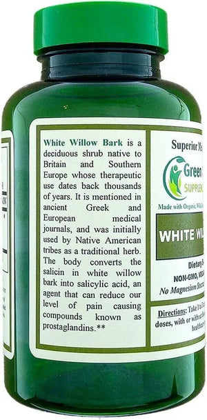 GREEN ORGANIC SUPPLEMENTS - Green Organic Supplements White Willow Bark 90 Capsulas - The Red Vitamin MX - Suplementos Alimenticios - {{ shop.shopifyCountryName }}