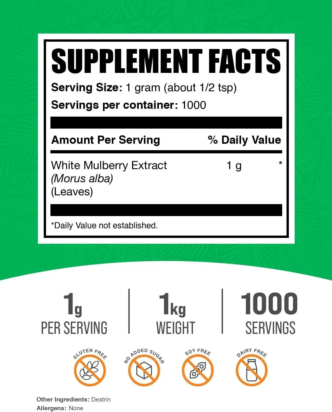 BULK SUPPLEMENTS - Bulk Supplements White Mulberry Leaf Extract Powder 1 Kg. - The Red Vitamin MX - Suplementos Alimenticios - {{ shop.shopifyCountryName }}