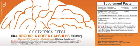 Nootropics Depot Rhodiola Rosea 500Mg. 60 Capsulas