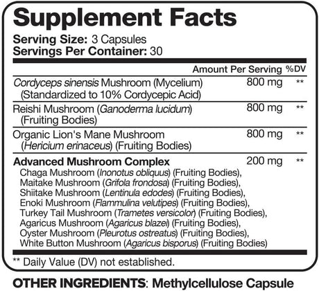 Nutrivein Mushroom Supplement 2600Mg. 90 Capsulas
