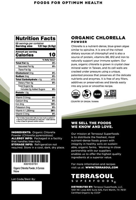 Terrasoul Superfoods Organic Chlorella Powder 170Gr.