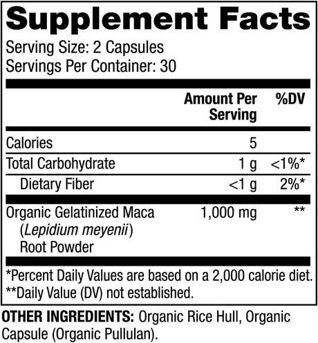 Dr. Mercola Organic Maca Gelatinized Dietary Supplement 60 Capsulas