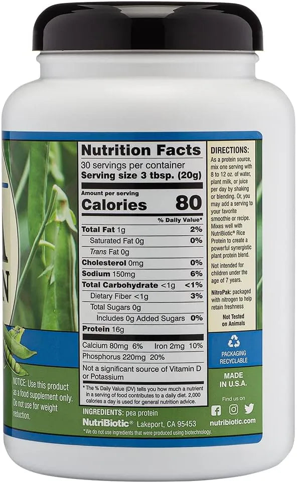 NUTRIBIOTIC - NutriBiotic Pea Protein Plain 600Gr. - The Red Vitamin MX - Suplementos Alimenticios - {{ shop.shopifyCountryName }}