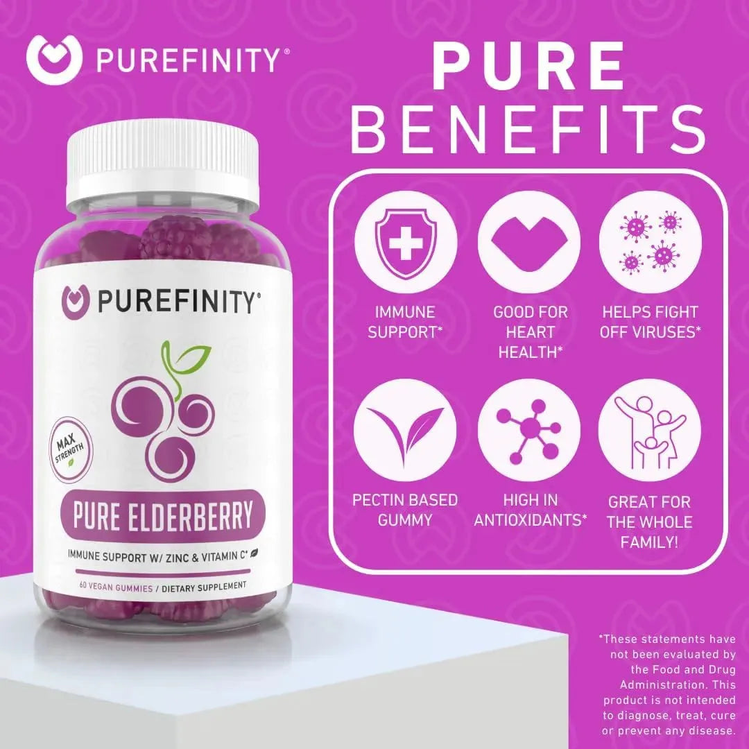 PUREFINITY - PUREFINITY Sambucus Elderberry Gummies 60 Gomitas - The Red Vitamin MX - Suplementos Alimenticios - {{ shop.shopifyCountryName }}
