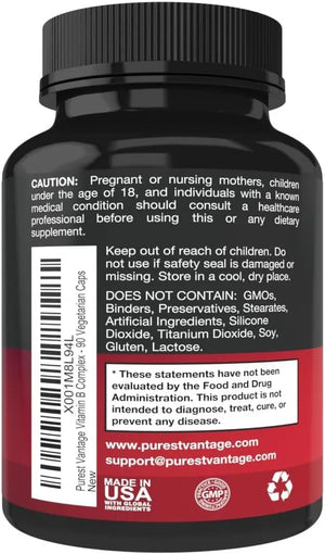 PUREST VANTAGE - Purest Vantage Vitamin B Complex 90 Capsulas - The Red Vitamin MX - Suplementos Alimenticios - {{ shop.shopifyCountryName }}
