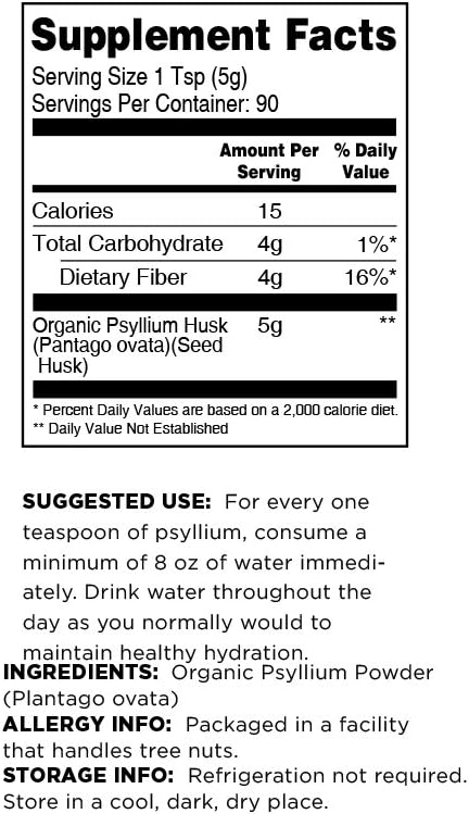 Terrasoul Superfoods Organic Psyllium Husk Powder 454Gr.