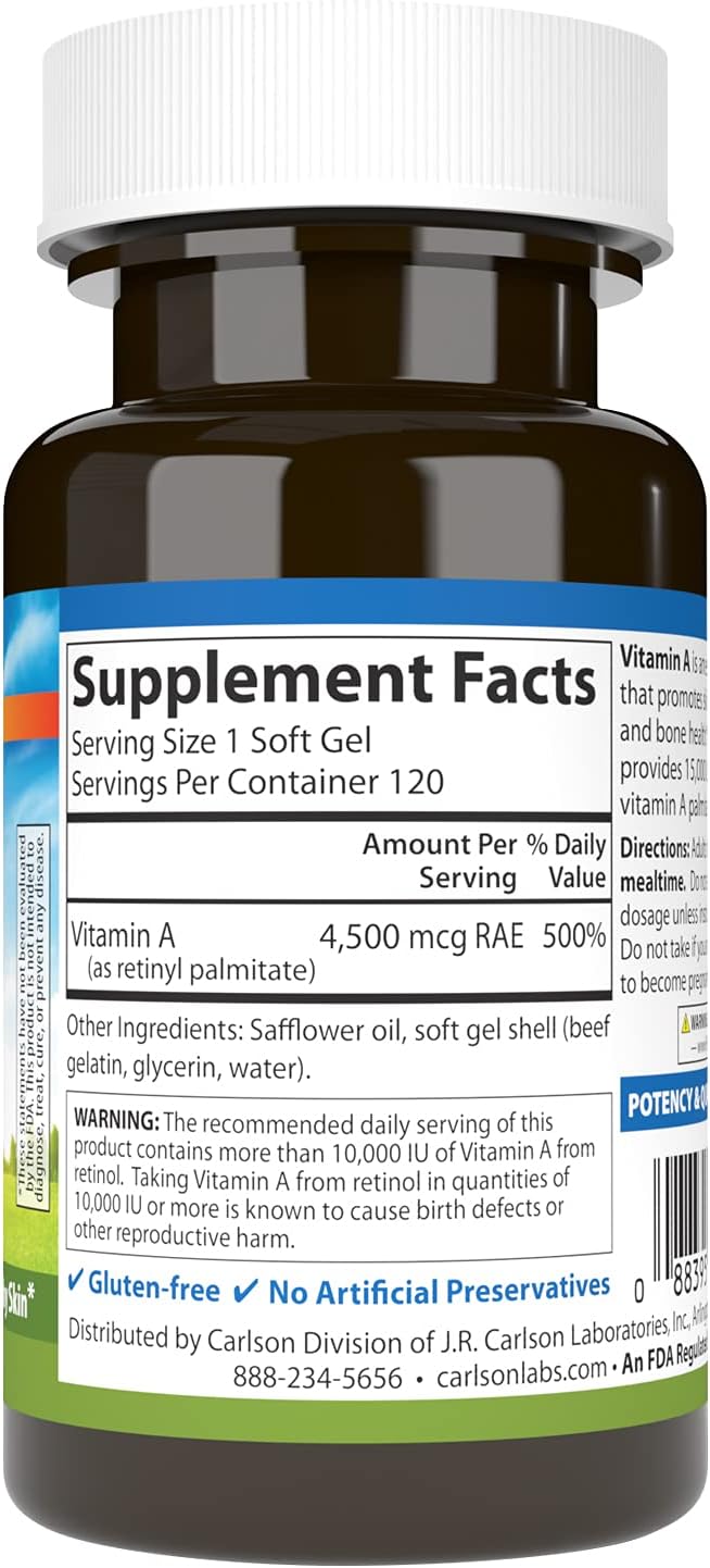 Carlson Vitamin A 15000 IU 120 Capsulas Blandas