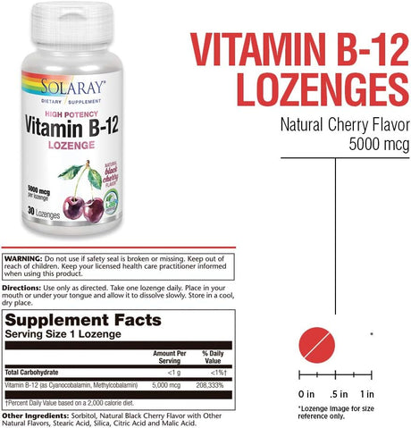 Solaray Vitamin B-12 5000mcg 30 Tabletas