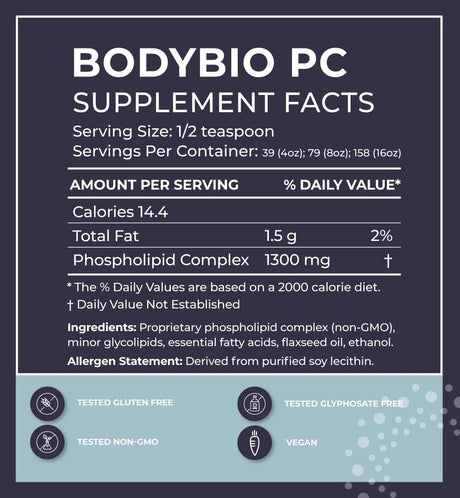 BodyBio Brain Supplement Phospholipid Complex 118Ml.