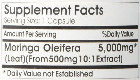 Vitamins Because Your Worth It Moringa Oleifera 5000Mg. 180 Capsulas
