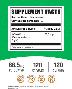 Bulk Supplements Saffron Extract 88.5Mg. 120 Capsulas