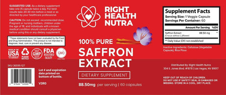 Right Health Nutra Saffron Extract 88.50Mg. 60 Capsulas