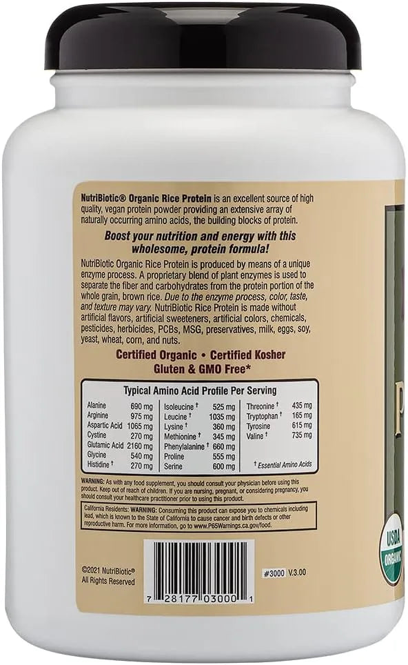 NUTRIBIOTIC - NutriBiotic Certified Organic Plain Rice Protein 600Gr. - The Red Vitamin MX - Suplementos Alimenticios - {{ shop.shopifyCountryName }}
