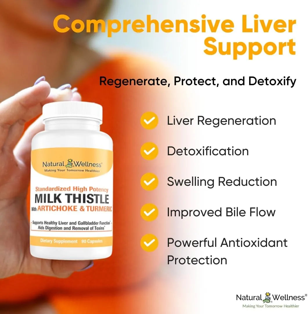 NATURAL WELLNESS - Natural Wellness Milk Thistle with Artichoke & Turmeric 90 Capsulas - The Red Vitamin MX - Suplementos Alimenticios - {{ shop.shopifyCountryName }}