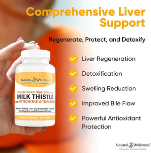 NATURAL WELLNESS - Natural Wellness Milk Thistle with Artichoke & Turmeric 90 Capsulas - The Red Vitamin MX - Suplementos Alimenticios - {{ shop.shopifyCountryName }}
