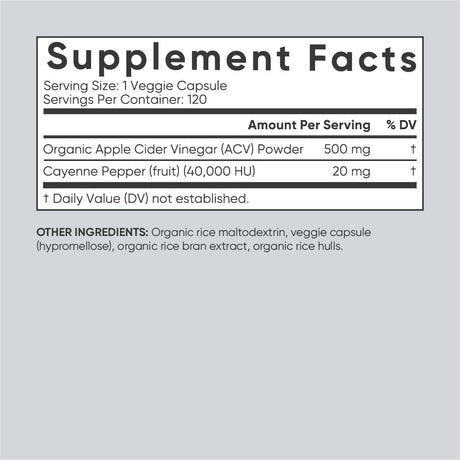 Sports Research Apple Cider Vinegar with Cayenne Pepper 120 Capsulas