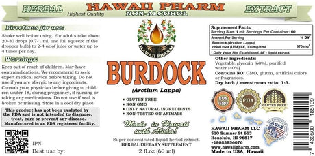 Hawaii Pharm Burdock Alcohol-Free Liquid Extract 2 Fl.Oz. 2 Pack