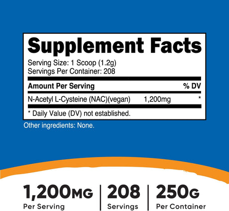 Nutricost N-Acetyl L-Cysteine (NAC) Powder 250Gr.