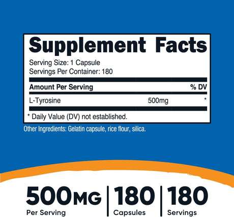 Nutricost L-Tyrosine 500Mg. 180 Capsulas