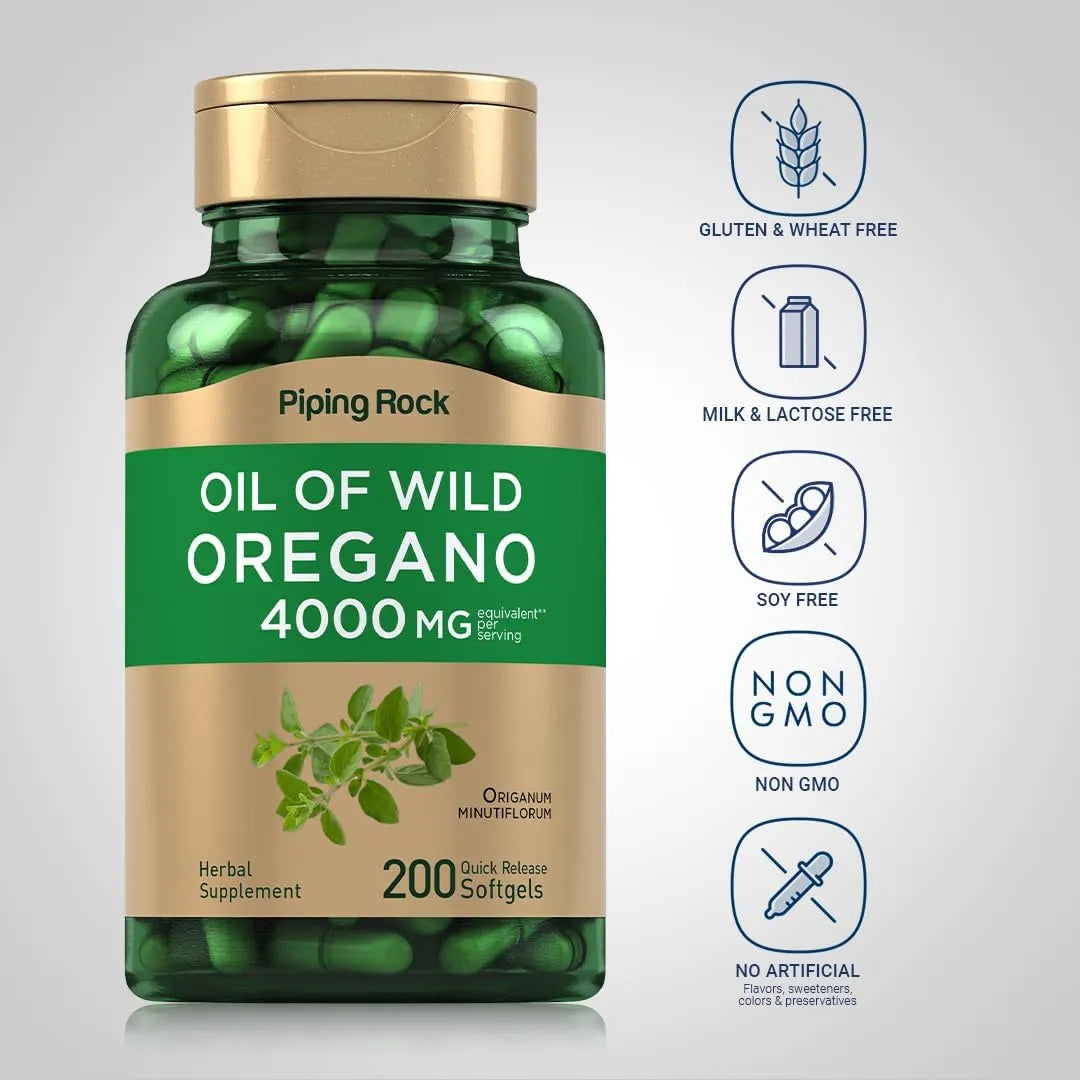 PIPING ROCK - Piping Rock Oregano Oil 4000Mg. 200 Capsulas Blandas - The Red Vitamin MX - Suplementos Alimenticios - {{ shop.shopifyCountryName }}